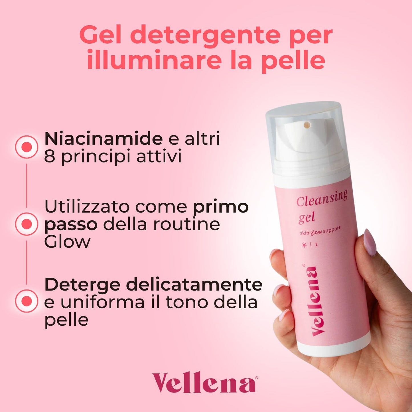 Gel detergente per illuminare la pelle 150ml | Vellena