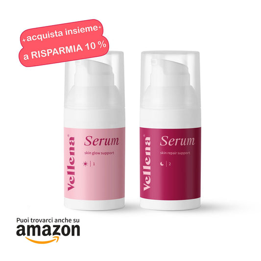 Duo per illuminare e rinnovare la pelle | Siero Glow + Siero Repair | Vellena