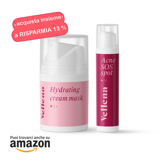 Duo di primo soccorso per la pelle | Maschera in crema + Gel per eruzioni cutanee | Vellena