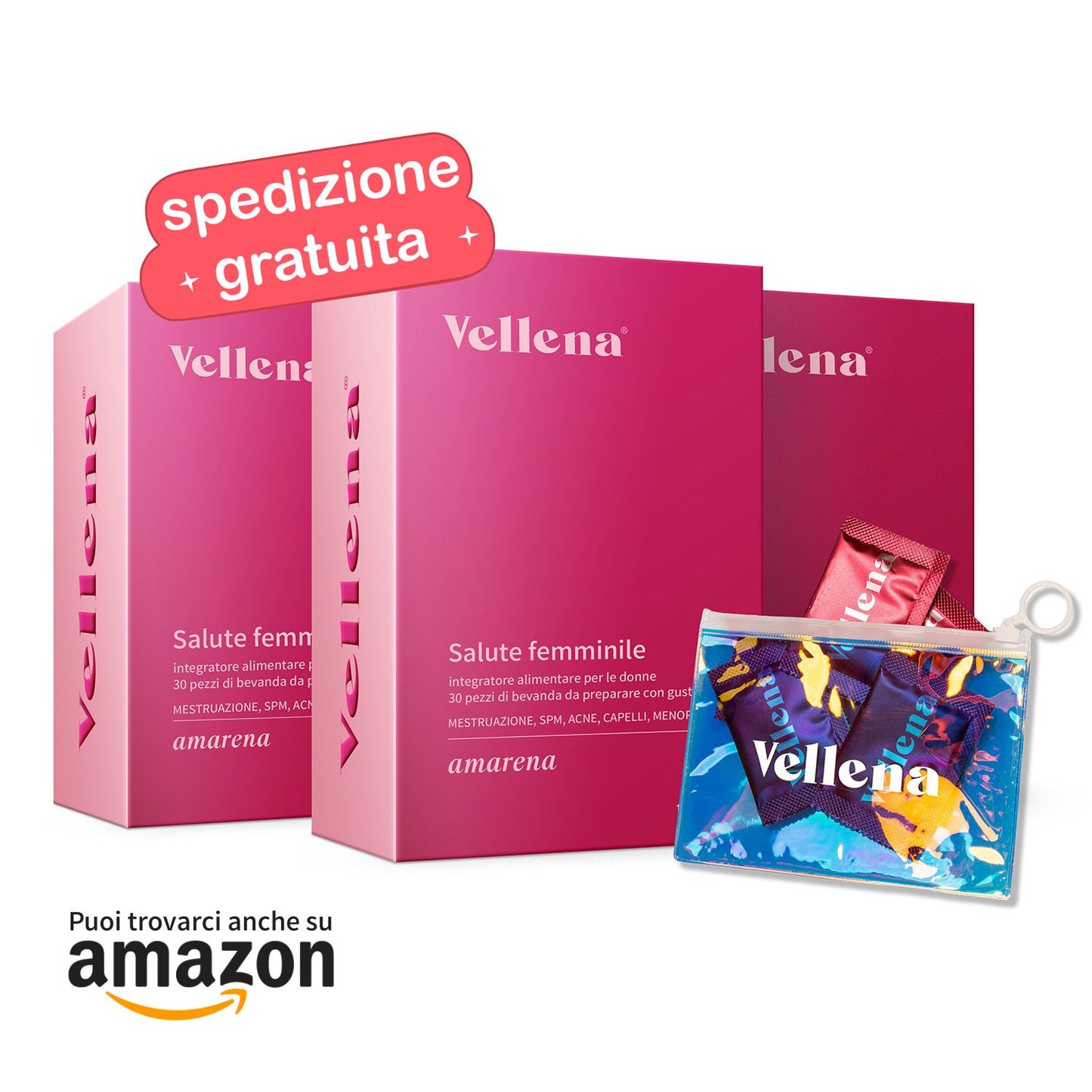 Salute femminile | Bevanda 3 PACK + borsa GRATIS | Amarena | Vellena
