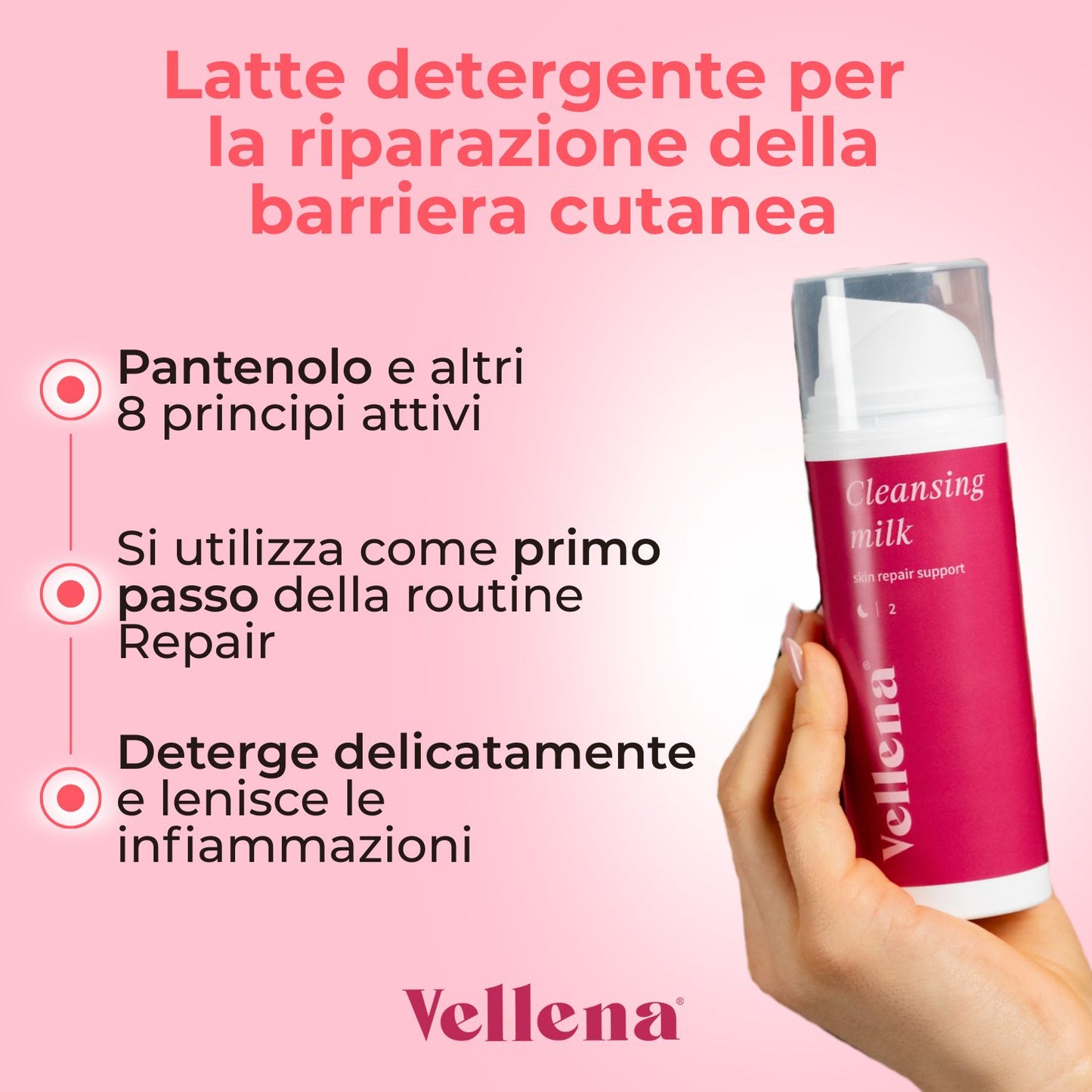 Latte detergente per la riparazione della barriera cutanea 150ml | Vellena